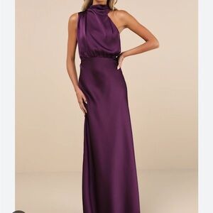 Lulus Elegant Purple Satin Evening Gown
